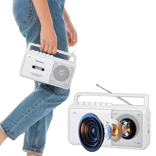 Portable Cassette Boombox with AM/FM Radio by Habicare
