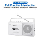 Portable Cassette Boombox with AM/FM Radio by Habicare