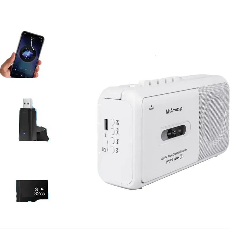 Portable Cassette Boombox with AM/FM Radio by Habicare