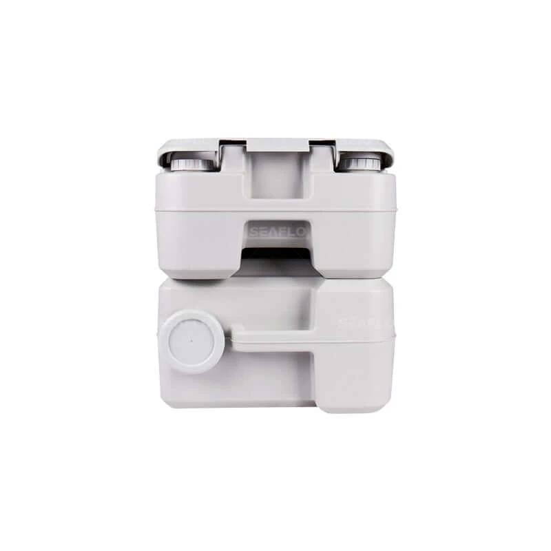 Portable Chemical Toilet - 20L stacked for compact storage and easy portability.