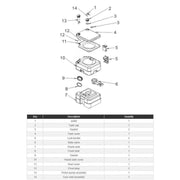 Portable Chemical Toilet - 20L assembly diagram with labeled parts and components for easy reference.