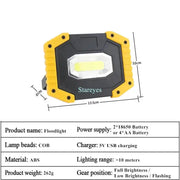 20W Rechargeable COB LED Floodlight Portable Outdoor Torch with Optional 18650 Battery by Habicare