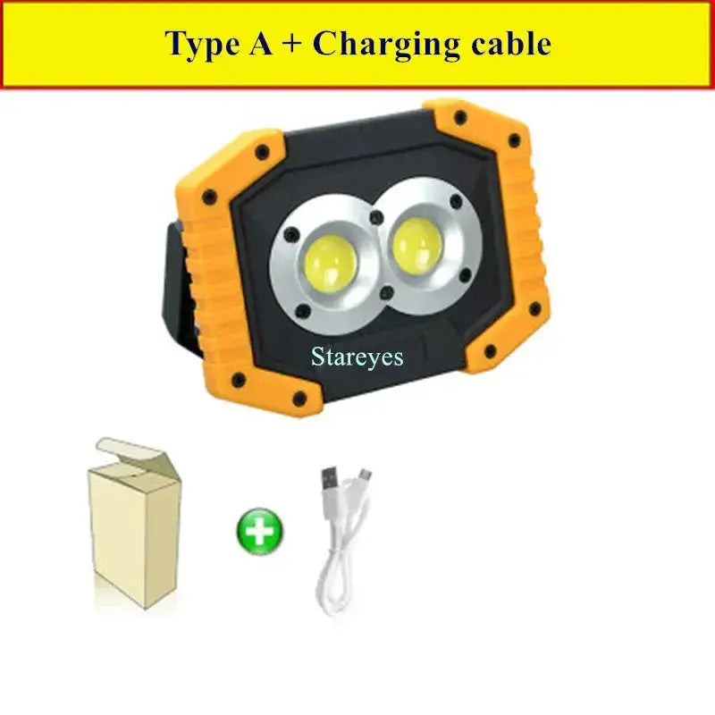 20W Rechargeable COB LED Floodlight Portable Outdoor Torch with Optional 18650 Battery by Habicare