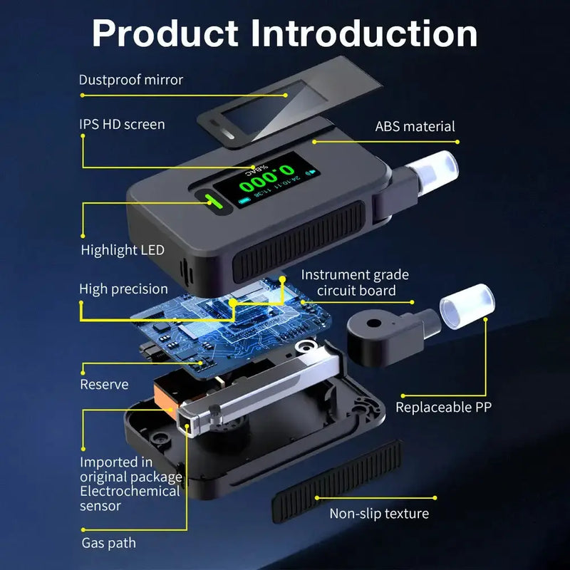 Portable Electrochemical Alcohol Tester – Professional Breathalyzer with LCD Display by Habicare