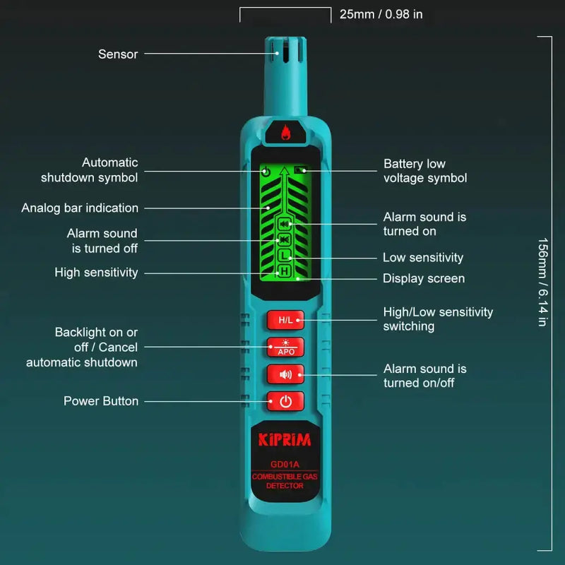 Portable Gas Leak Detector – Natural & Combustible Gas Sniffer by Habicare