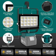 Cordless Rechargeable LED Work Light 6000K Portable Floodlight for Makita Batteries & Job Site Use by Habicare
