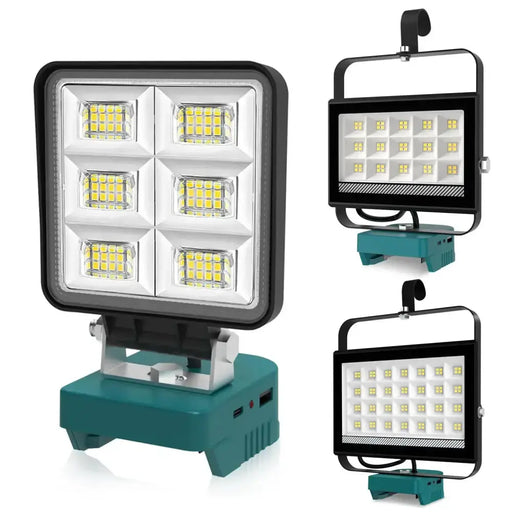 Cordless Rechargeable LED Work Light 6000K Portable Floodlight for Makita Batteries & Job Site Use by Habicare
