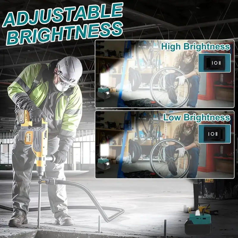 Cordless Rechargeable LED Work Light 6000K Portable Floodlight for Makita Batteries & Job Site Use by Habicare