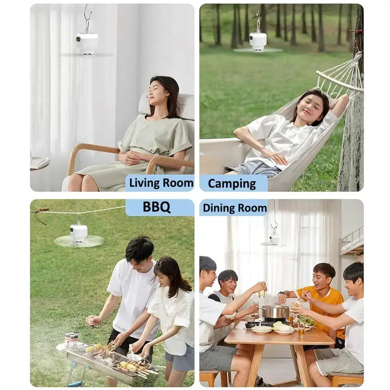 Portable Rechargeable Camping Ceiling Fan with Light & Remote by Habicare