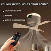 Portable Rechargeable Camping Ceiling Fan with Light & Remote by Habicare