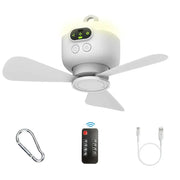 Portable Rechargeable Camping Ceiling Fan with Light & Remote by Habicare