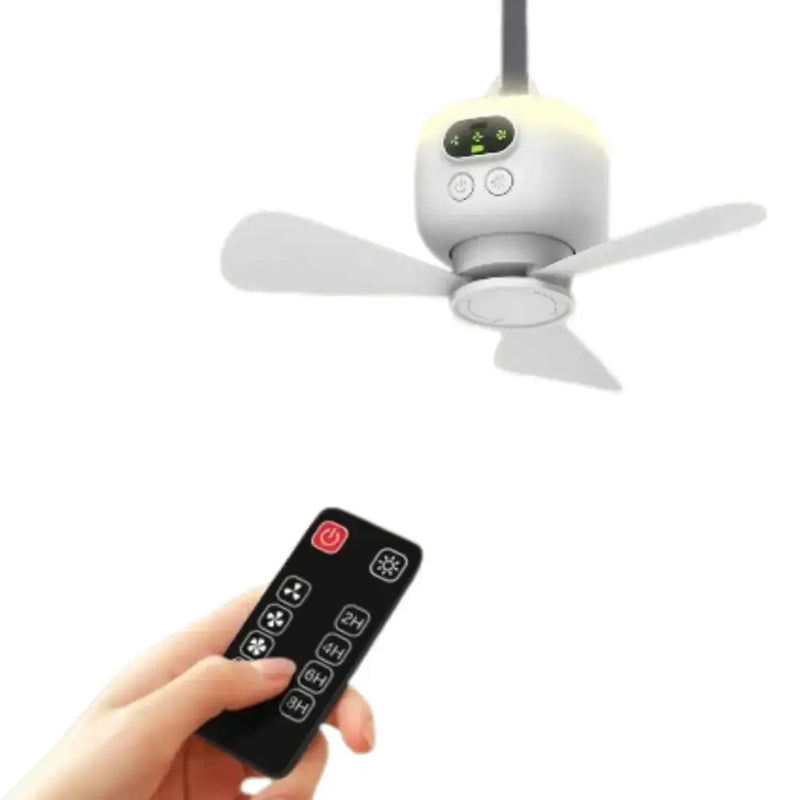 Portable Rechargeable Camping Ceiling Fan with Light & Remote by Habicare