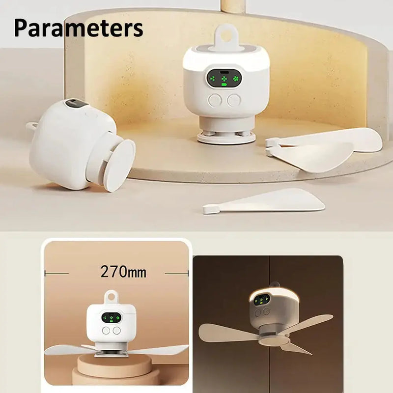 Portable Rechargeable Camping Ceiling Fan with Light & Remote by Habicare