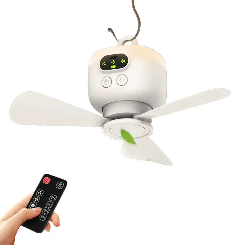 Portable Rechargeable Camping Ceiling Fan with Light & Remote by Habicare