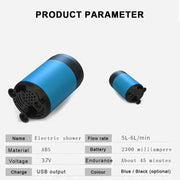 Portable Rechargeable Camping Shower (available in Black & Blue) by Habicare