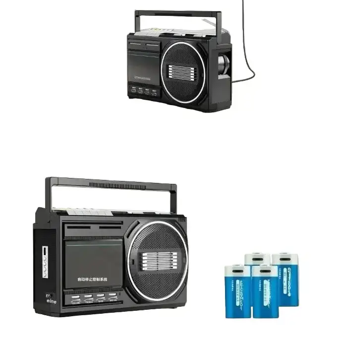 Portable Retro Cassette Player (Black & Silver) by Habicare