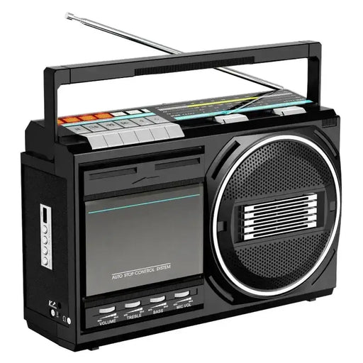Portable Retro Cassette Player (Black & Silver) by Habicare