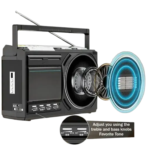 Portable Retro Cassette Player (Black & Silver) by Habicare