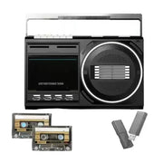 Portable Retro Cassette Player (Black & Silver) by Habicare