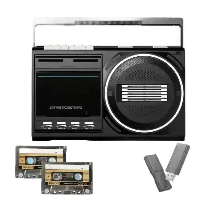 Portable Retro Cassette Player (Black & Silver) by Habicare