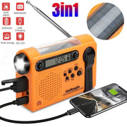 Portable Solar Hand Crank Radio with Power Bank & Flashlight by Habicare