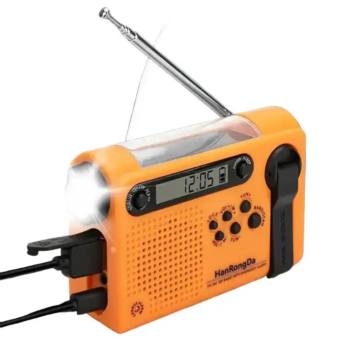 Portable Solar Hand Crank Radio with Power Bank & Flashlight by Habicare
