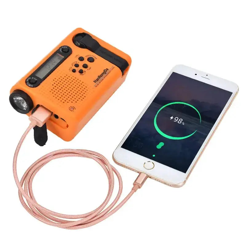 Portable Solar Hand Crank Radio with Power Bank & Flashlight by Habicare
