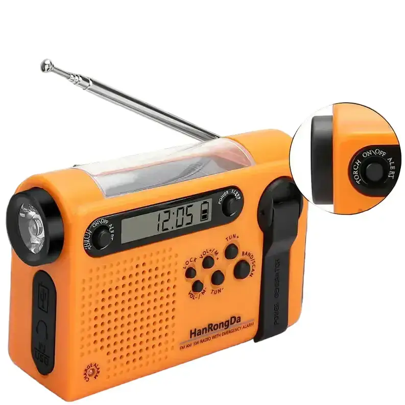 Portable Solar Hand Crank Radio with Power Bank & Flashlight by Habicare