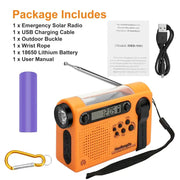 Portable Solar Hand Crank Radio with Power Bank & Flashlight by Habicare