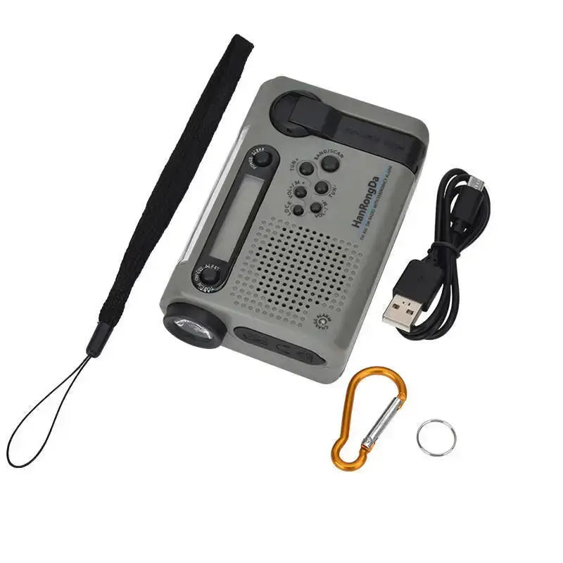 Portable Solar Hand Crank Radio with Power Bank & Flashlight by Habicare