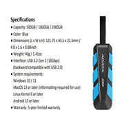 Portable SSD 500GB/1TB USB 3.2 (1050MB/s) by Habicare