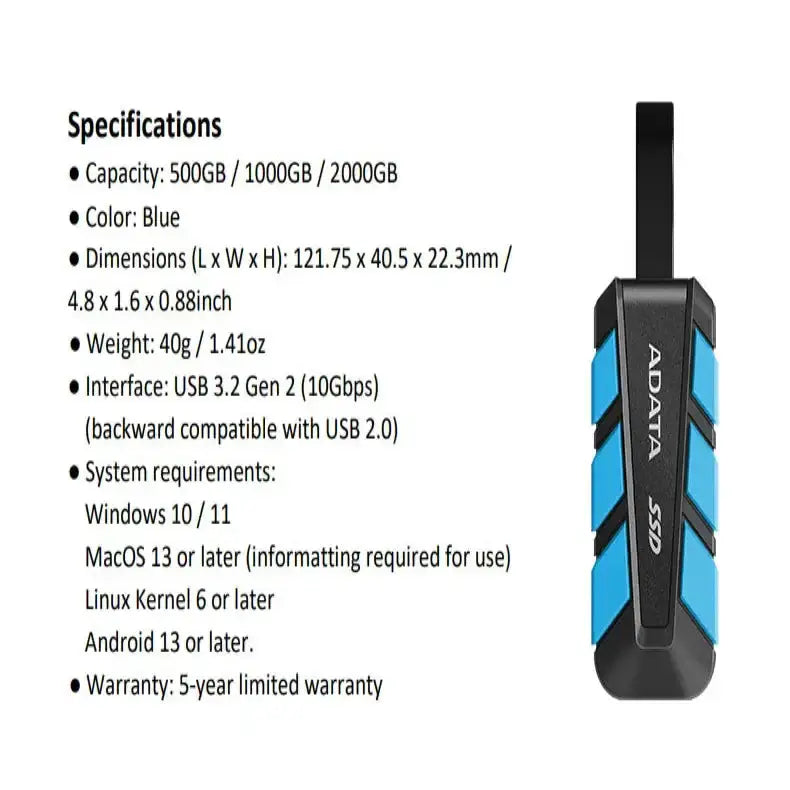Portable SSD 500GB/1TB USB 3.2 (1050MB/s) by Habicare
