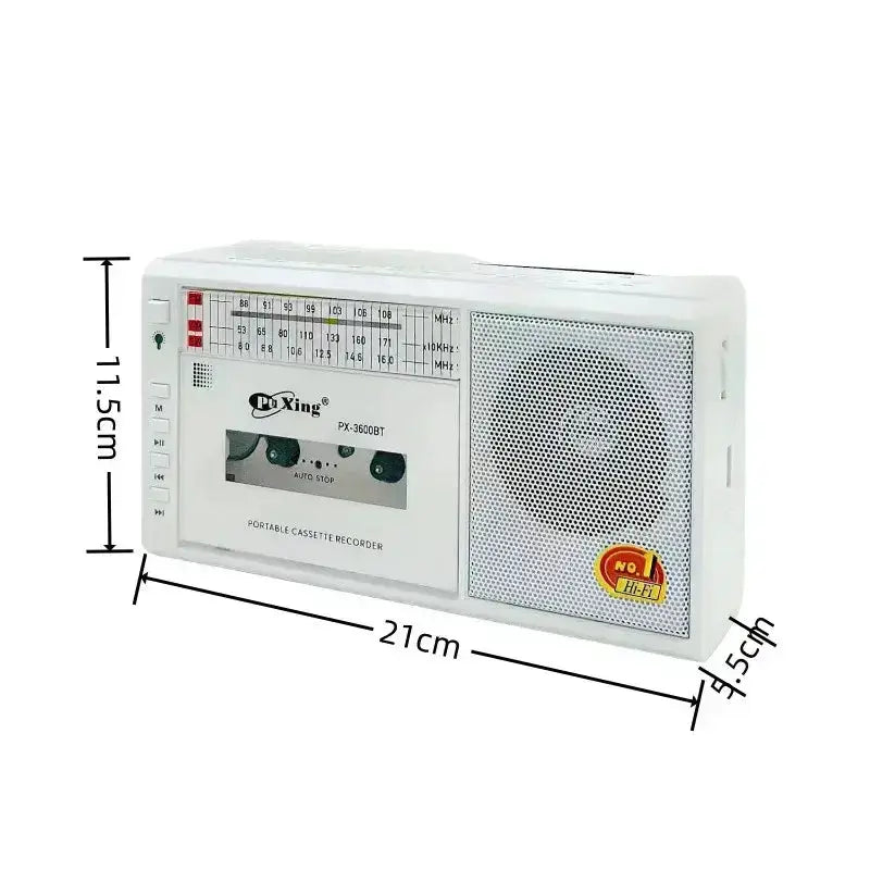 Portable Retro Solar Emergency Radio with Bluetooth, Cassette Player & AM/FM/SW Radio by Habicare