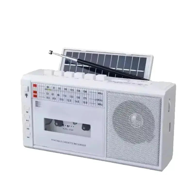Habicare Portable Retro Solar Emergency Radio with Bluetooth, Cassette Player & AM/FM/SW Radio Portable Retro Solar Emergency Radio with Bluetooth, Cassette Player & AM/FM/SW Radio