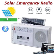 Habicare Portable Retro Solar Emergency Radio with Bluetooth, Cassette Player & AM/FM/SW Radio Portable Retro Solar Emergency Radio with Bluetooth, Cassette Player & AM/FM/SW Radio