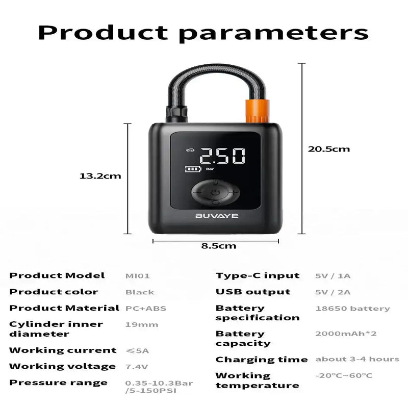 Portable Wireless Air Compressor For Tyre Inflation by Habicare