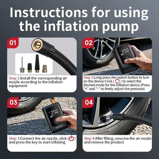 Portable Wireless Air Compressor For Tyre Inflation by Habicare