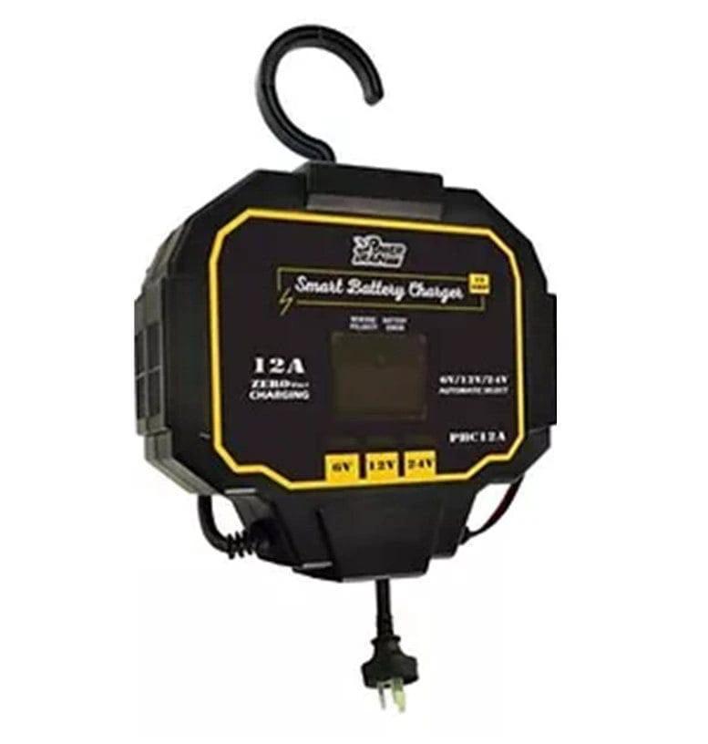 Power Train 6/12/24V 12Amp/7 Stage Battery Charger with microprocessor technology for efficient battery charging.