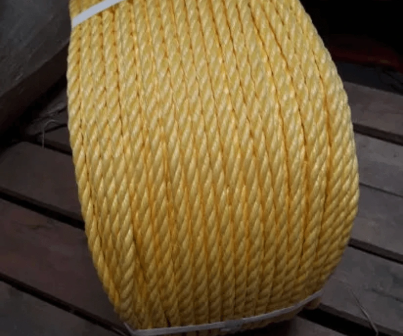 Powerdan 3-strand 220m Rope in yellow, designed for strength and durability for heavy-duty tasks.
