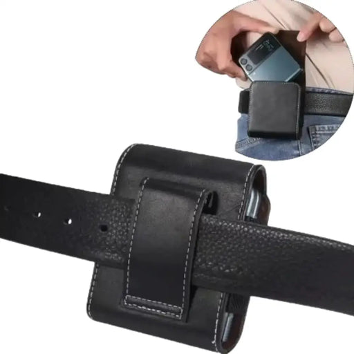 Premium Leather Belt Clip Case (Black) by Habicare