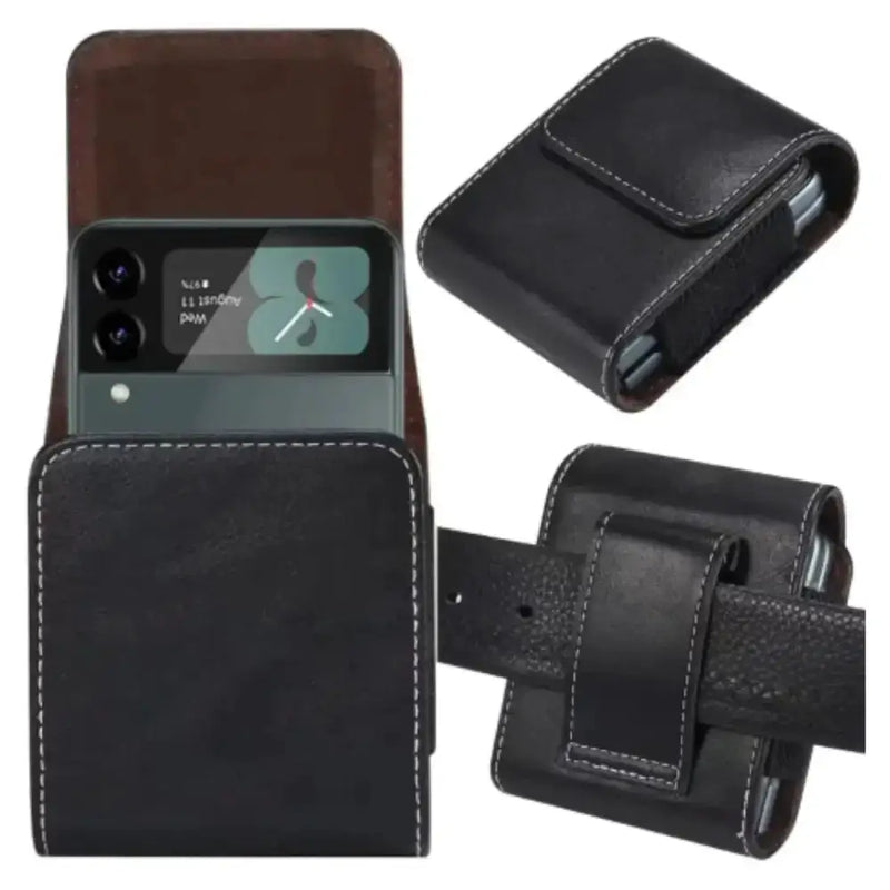 Premium Leather Belt Clip Case (Black) by Habicare