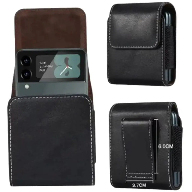 Premium Leather Belt Clip Case (Black) by Habicare