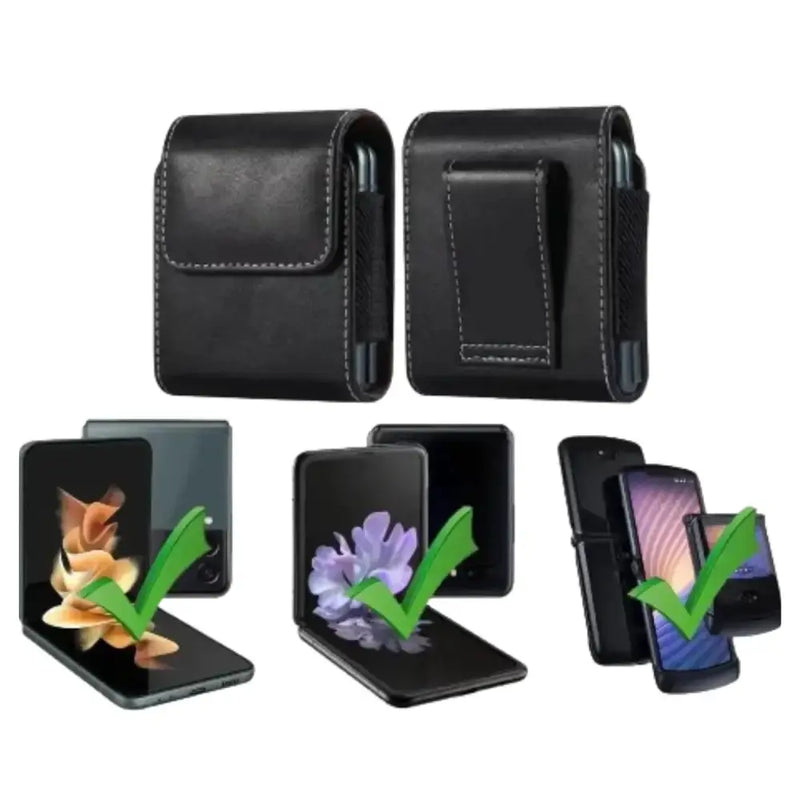Premium Leather Belt Clip Case (Black) by Habicare