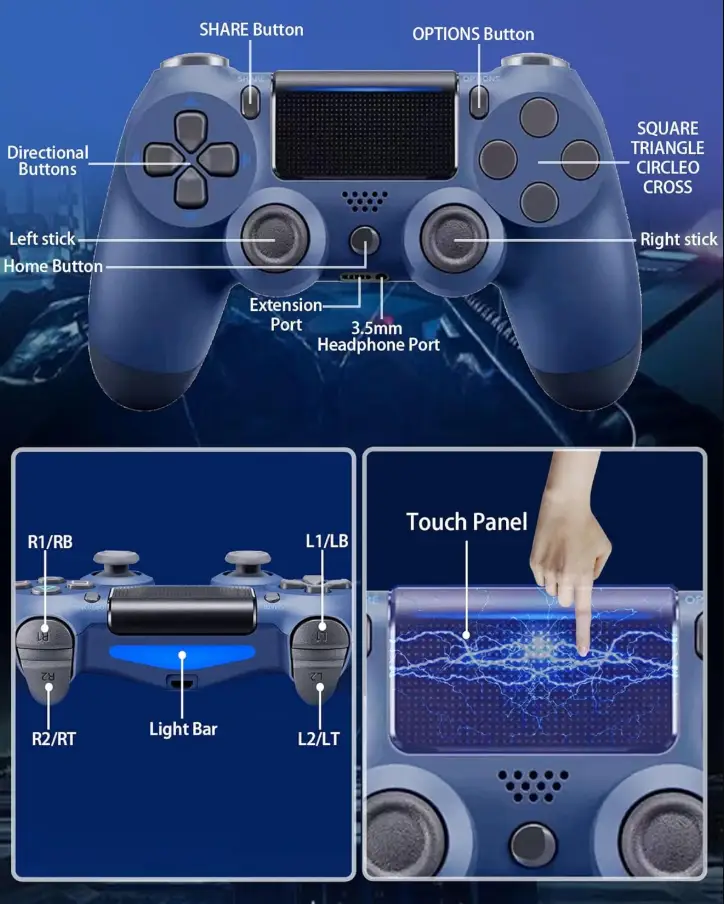PS4 Controller - Navy Blue by techplus