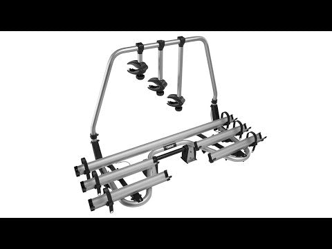 Thule CARAVAN Superb E-Bike Rack-Standard Frame with capacity for two e-bikes on caravan A-frame.