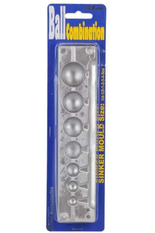 1/4oz to 6oz Pro Hunter Ball Sinker Mould for creating custom ball sinkers, sizes 1/4oz to 6oz.