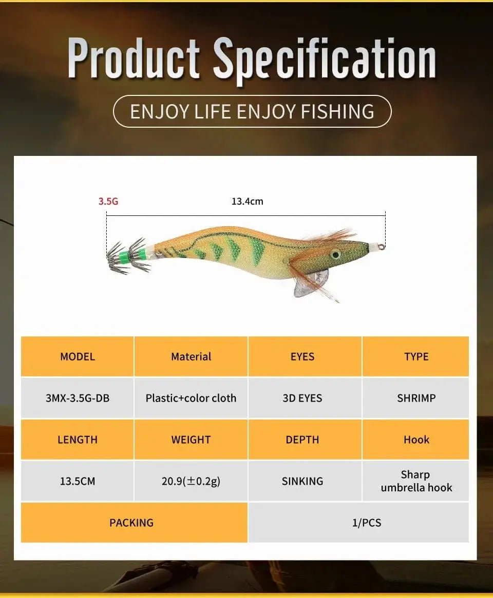 China China Saltwater Squid Jigs Slow Jigging Wooden Shrimp Lures Luminous Bait Fishing Cuttlefish Lure with Noctilucent Explosive Hook