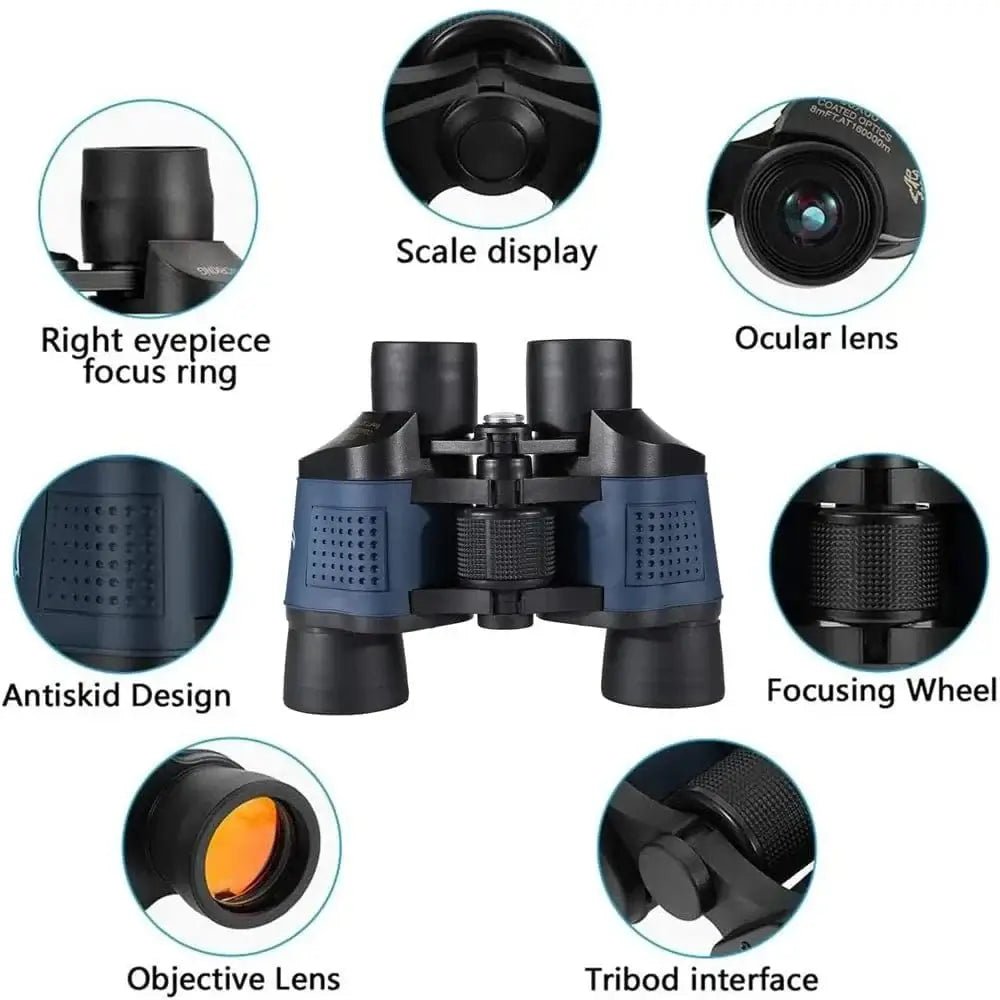 China China Standard Kit Professional 60x60 BAK4 Optical Binoculars Telescope Long Distance Portable Powerful HD Binocular for Hunting Traveling Outdoor