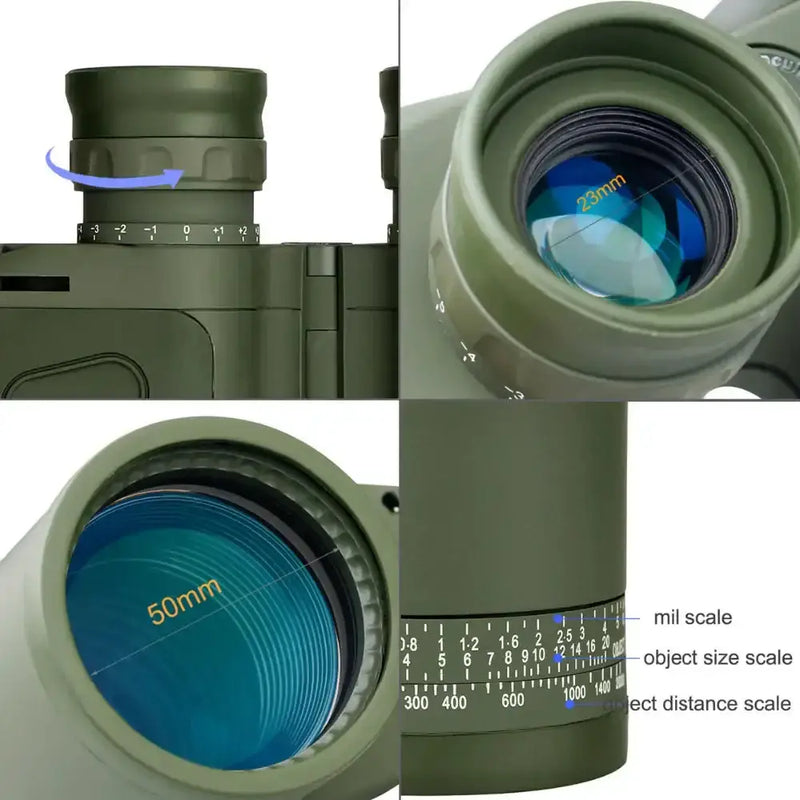 Professional Binoculars – Waterproof with Rangefinder & Compass (10x50) by Habicare