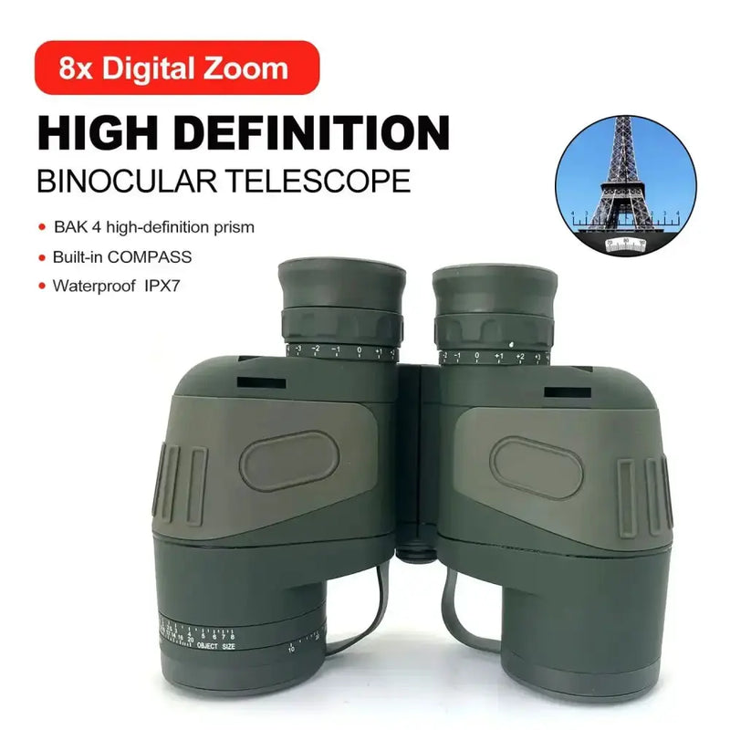 Professional Binoculars – Waterproof with Rangefinder & Compass (10x50) by Habicare